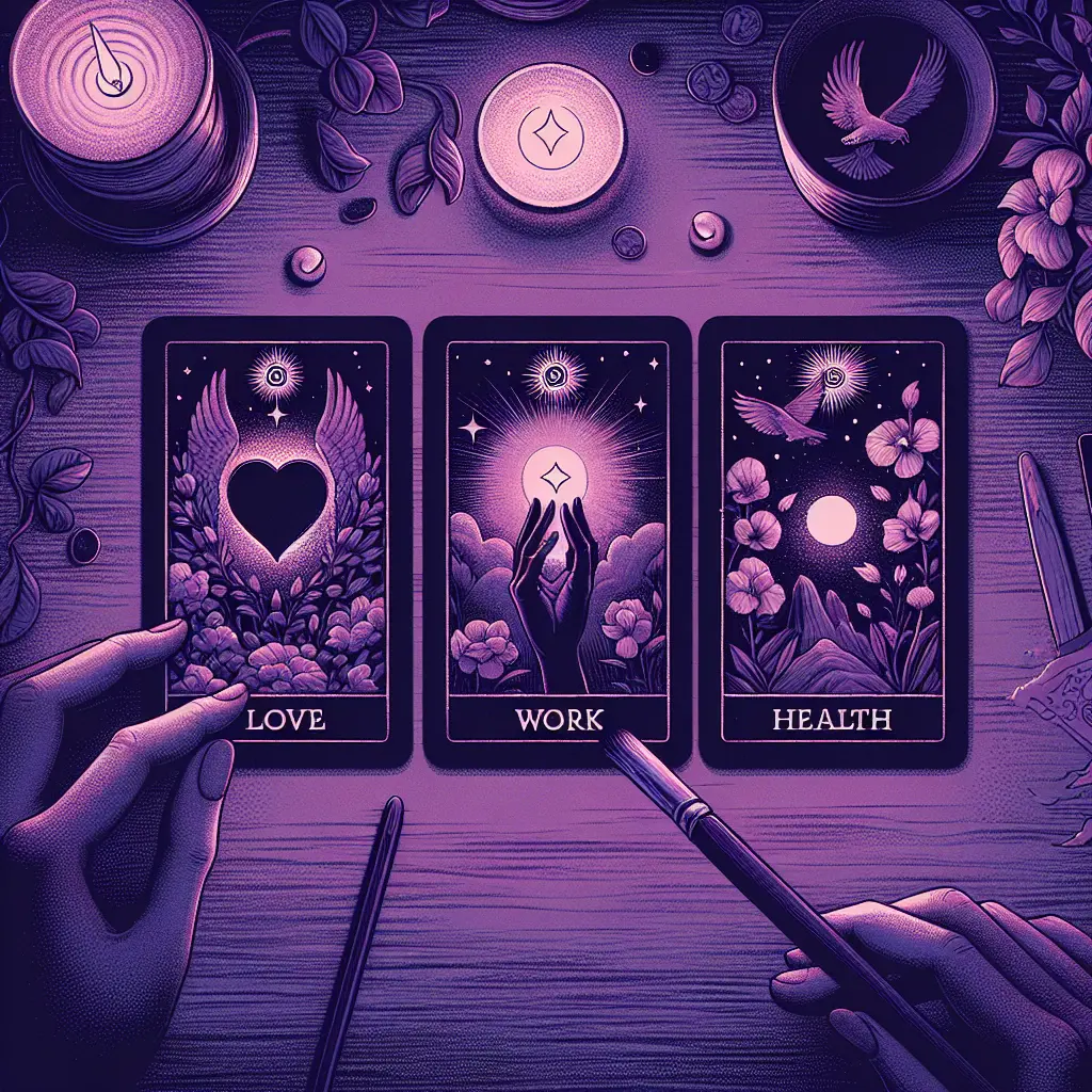 Three card "Love, Work, Health" spread
